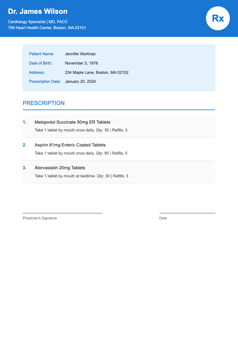 Healthcare blue prescription template